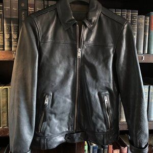 AllSaints Black Leather Jacket Mens Size Small - Sheep Leather